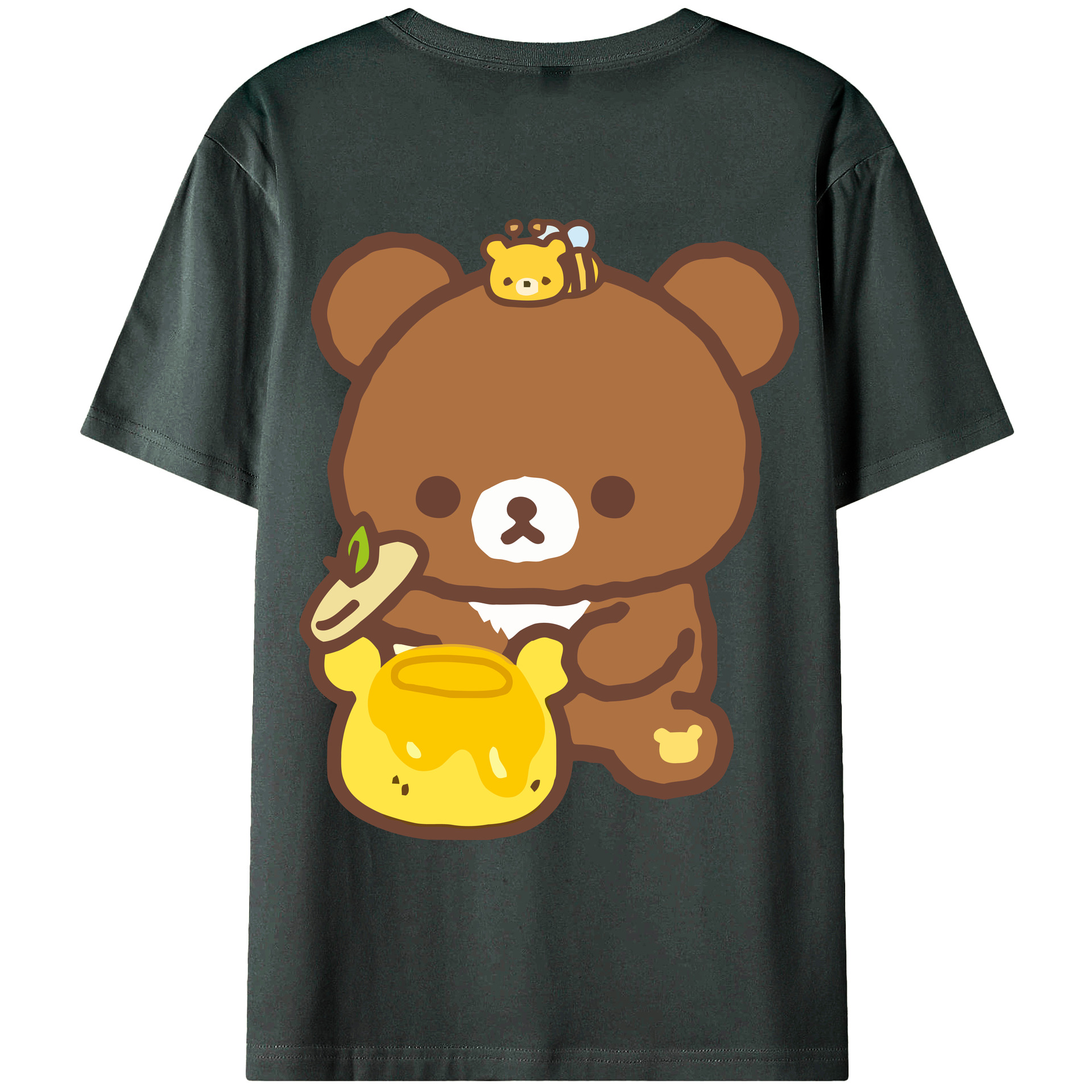 （画像用） リラックマ リラックマ キイロイトリ Rilakkuma Korilakkuma Kiiroitori 綿100％ メンズ半袖Tシャツ（バックプリント） 通気性